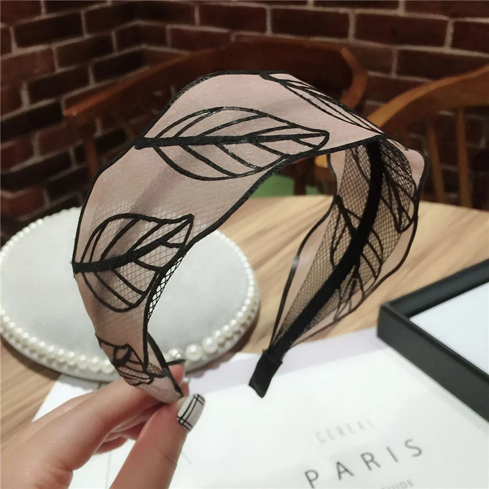leaf pink Корейский сладкий цветок ободок с листьями пряжа плетение обруч для волос Обручи для женщин Темперамент Мода ручной работы головные уборы аксессуары - Цвет: leaf pink