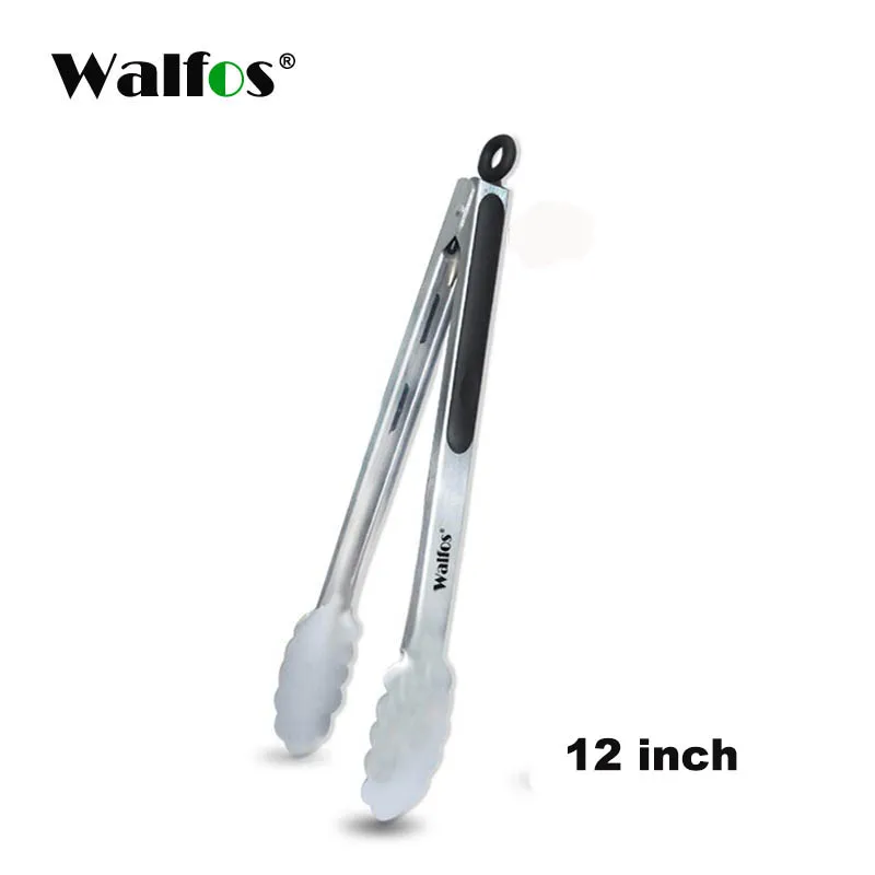 WALFOS 12 inch WALFOS Экстра длинная нержавеющая сталь барбекю гриль Tong Салат Хлеб сервировка Tong антипригарная Кухня барбекю гриль кулинарные щипцы - Цвет: WALFOS 12 inch