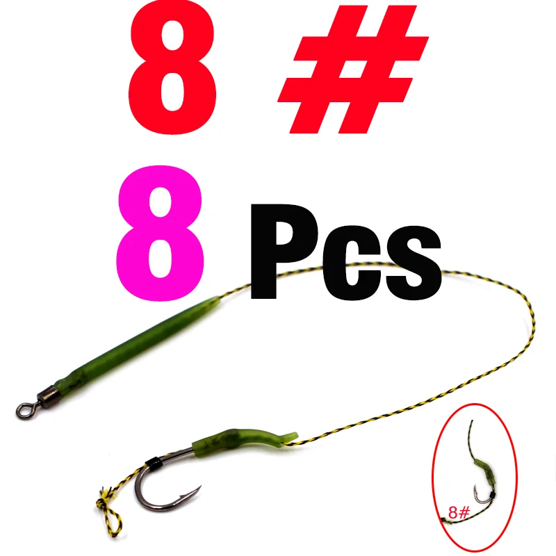 8Set size8 MNFT 8 шт. Карповые рыболовные готовые завязанные волосы Chod Rigs сделанные волосы комбинация тефлоновые колючие крючки размеры 2#4#6#8 - Цвет: 8Set size8