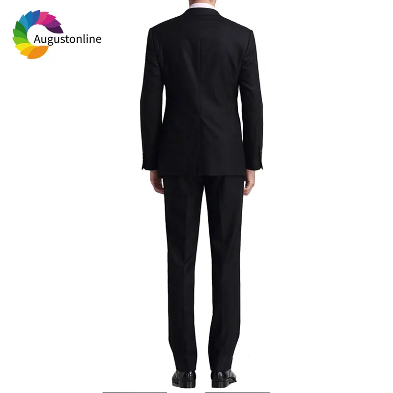 Формальные деловой мужской костюм черный Slim Fit Свадебные жених смокинг под заказ