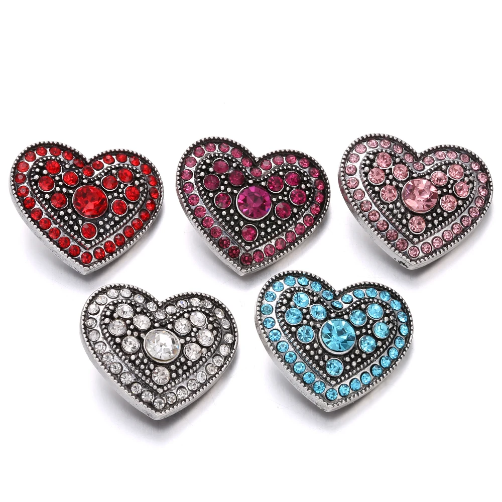 10 шт./лот смешанные красные стразы Стильные Металлические Подвески 18 мм 20 кнопки