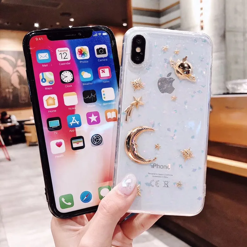 Роскошный симпатичный блестящий чехол для телефона iPhone 11 Pro X XR XS Max мягкий из ТПУ с