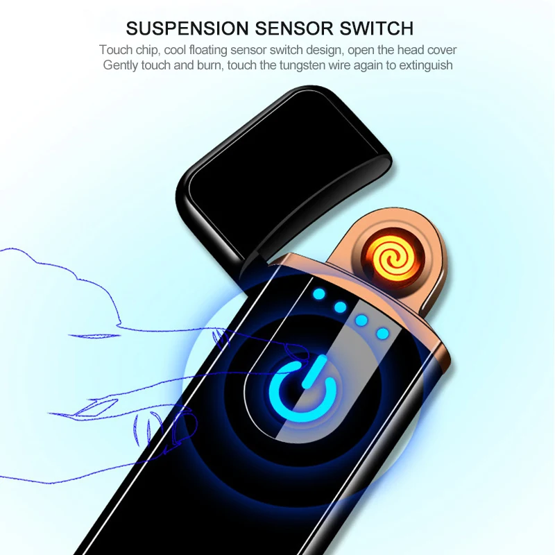 Usb зарядка Электронная Зажигалка Ветрозащитная тонкая мужская индивидуальная Женская электрическая нагревательная цветная сигарета зажигалка
