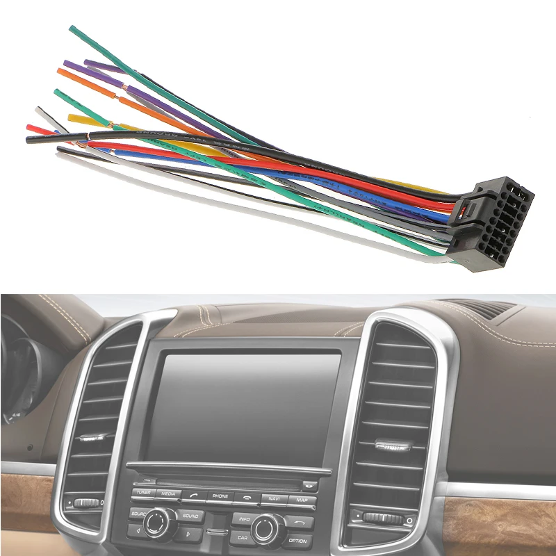 1 Pcs 16cm Car Radio Stereo Wire Harness Plug Cable With 16 Pin Connector For Kenwood Meets EIA Color Codes Car Accessories