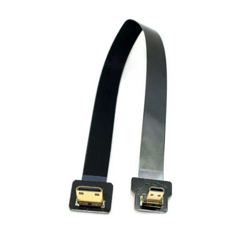 0 1 м вниз Угловой 90 градусов FPV Micro HDMI штекер к Mini совместимый плоский кабель FPC для