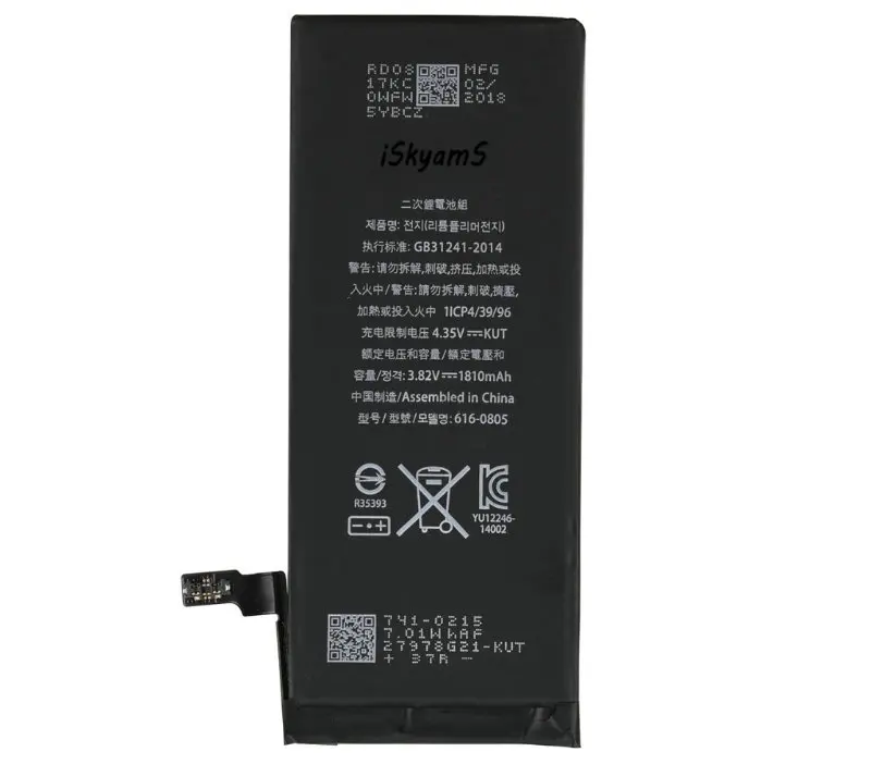 5 шт./лот 3 82 в 1810 мАч 0 цикл сменная батарея для iPhone 6 6G i6 внутренняя A1549|Аккумуляторы