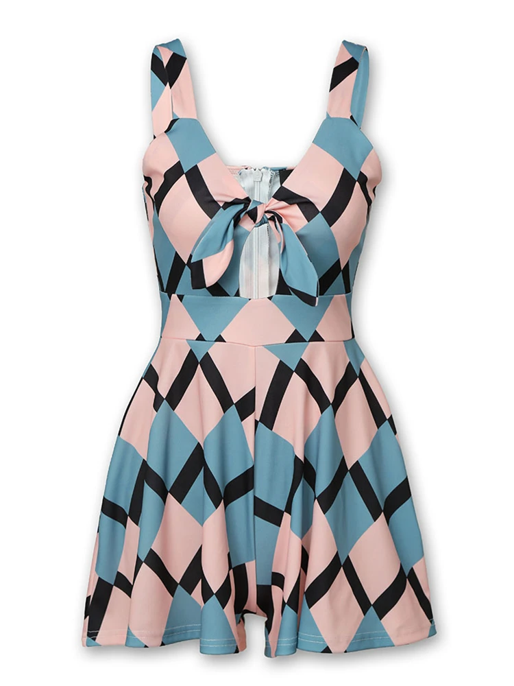 2019 летний женский элегантный отдых досуг комбинезон повседневный с цветным