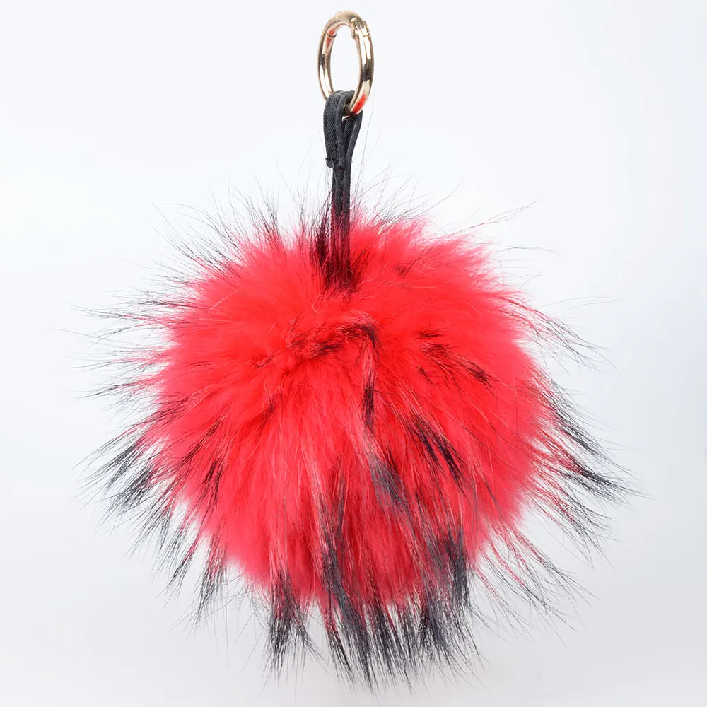 LFPU Colorful 15CM Fluffy Genuine Raccoon Fur Keychain Women Bag Pendant Ball Keyring Handbag Pompom Jewelry | Украшения и