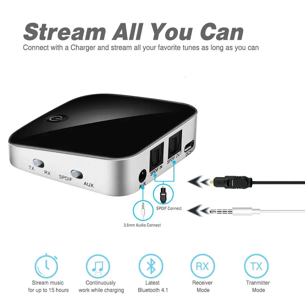 Беспроводной аудио адаптер 2 в 1 bluetooth передатчик приемник с оптическим Toslink/SPDIF 3 5