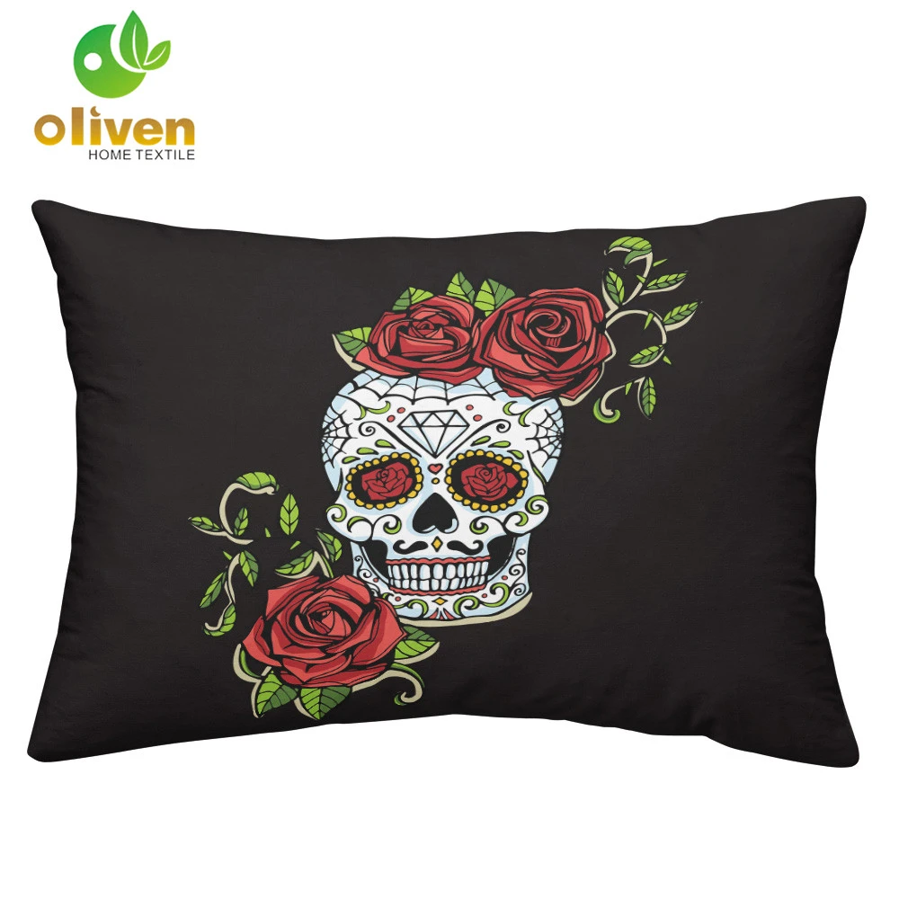 

4Pcs Rose Skull Bedding Set Hippie Sugar Skull Duvet Cover Set Bed Sheets Bed Linens Pillowcase Twin Full King Queen Bed Set D30