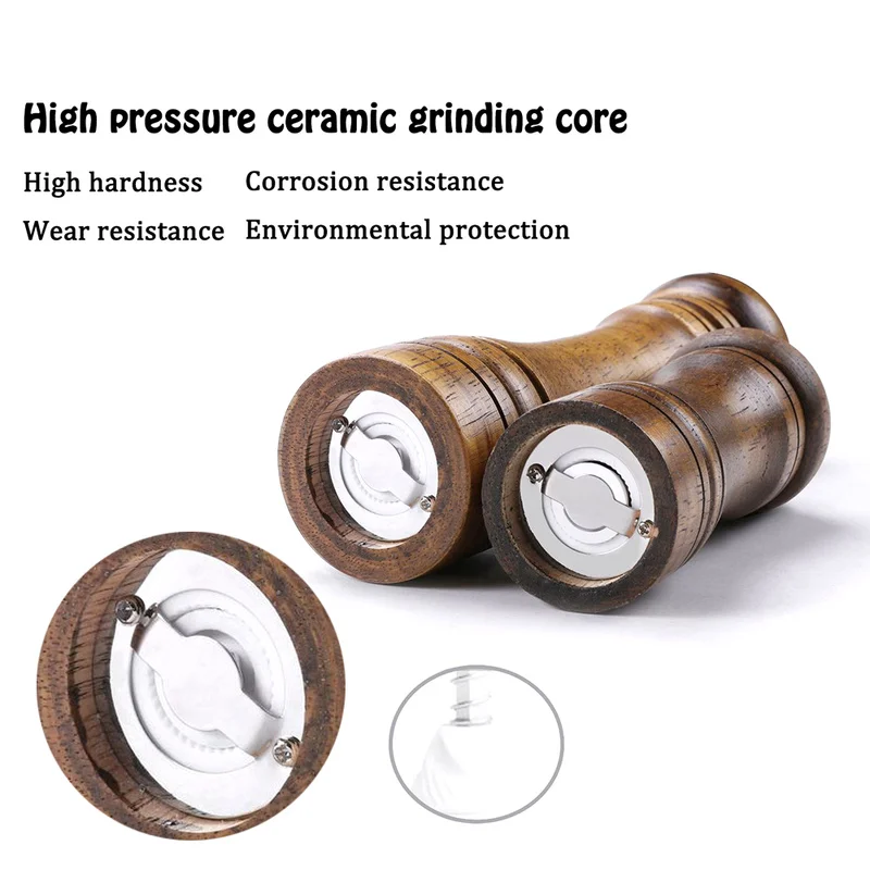 Мельница для соли и перца деревянная мельница из твердого с сильным регулируемым