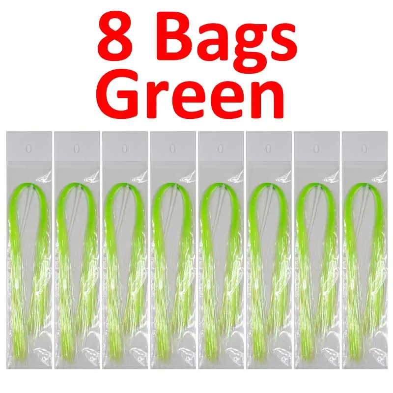 8 bags green 8 мешков 1/5" УФ лед крыло Flashabou стример Щука лосось мухобойка материал розовый желтый зеленый синий оранжевый - Цвет: 8 bags green