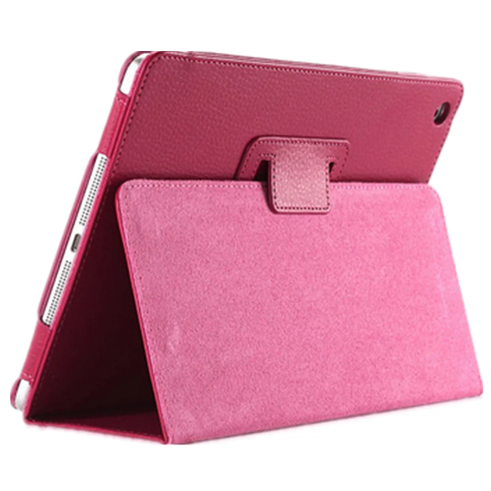 rose red Умный чехол из искусственной кожи для Apple iPad mini 1 2 3 с рисунком личи, матовый флип-чехол для iPad mini 2 mini 3 с держателем подставки - Цвет: rose red