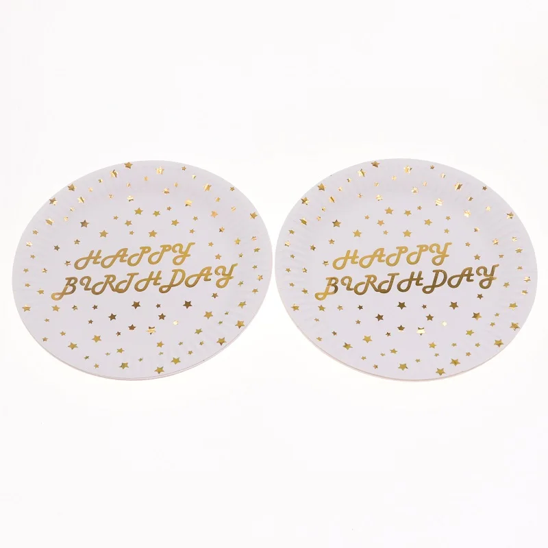 A0932 10pcs Набор для вечеринки на день рождения, украшение в Золотой горошек, посуда, бумажная соломенная тарелка, чашка для дня рождения, украшения для дома для детей - Цвет: A0932 10pcs