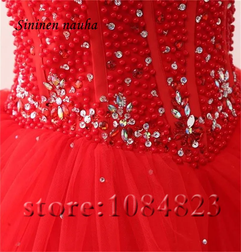 Длинные бальные платья Quinceanera бальное платье из тюля с бисером и кристаллами для