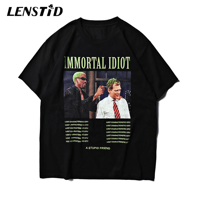 Мужские футболки в стиле хип хоп LENSTID Funny Stupid Friend винтажные повседневные с