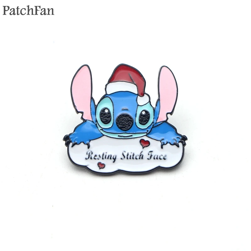 Patchfan ститч цинк галстук мультфильм забавные булавки броши для рюкзака, одежды для мужчин женщин шляпа декоративные значки медали A1654