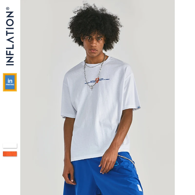 INFLATION x двойная концепция уличная Мужская футболка Camisetas Hombre Забавные футболки с