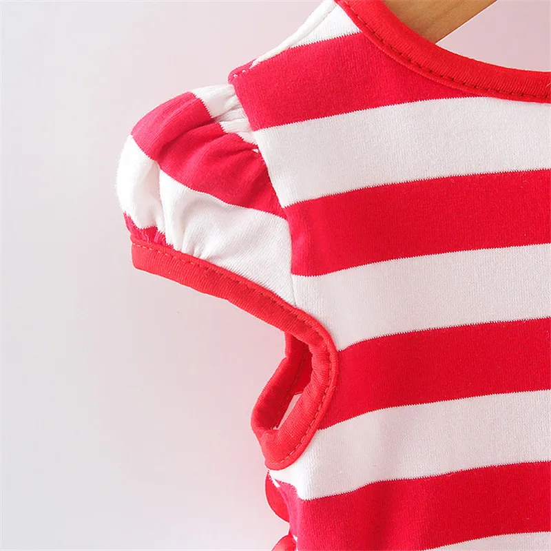 Летнее хлопковое платье для девочек BibiCola повседневная одежда в полоску без