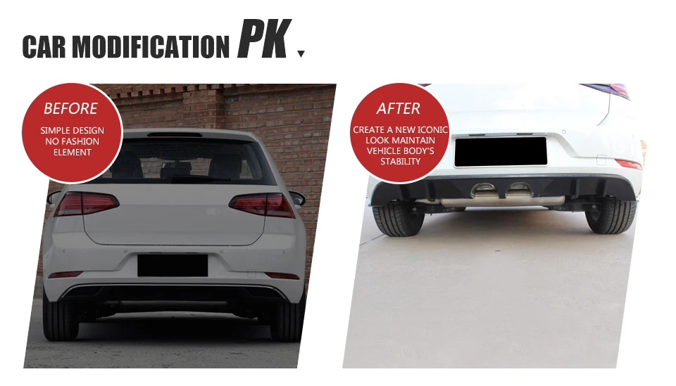 Черный PP заднего бампера Диффузор спойлер для Volkswagen VW Гольф 7 VII Стандартный и GTI Mid Outlet