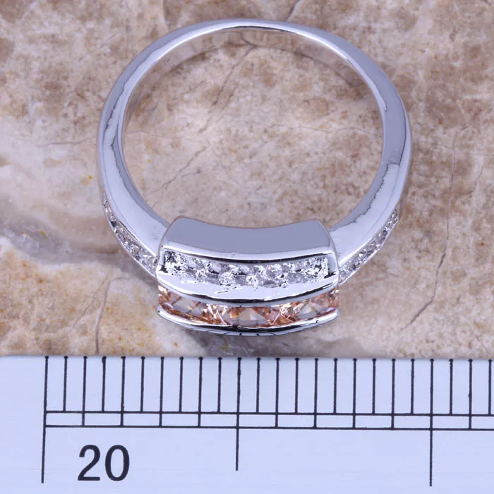 Изумительное белое CZ шампанское Морганит посеребренное женское Ювелирное