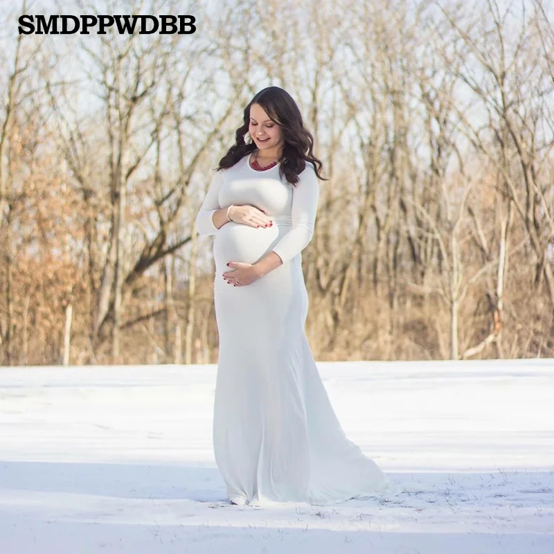 SMDPPWDBB белое платье для беременных для фотосессии платье для беременных Свободное платье для малышей платье макси с длинными рукавами для беременных