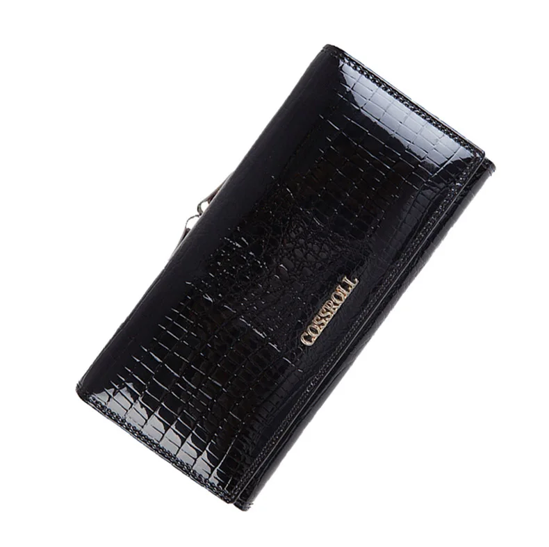 9112-Black Кошелек из натуральной кожи, Женский Длинный кошелек на молнии, Роскошный кошелек, классический Аллигатор, Женский кошелек, держатель для карт, кошелек для монет - Цвет: 9112-Black