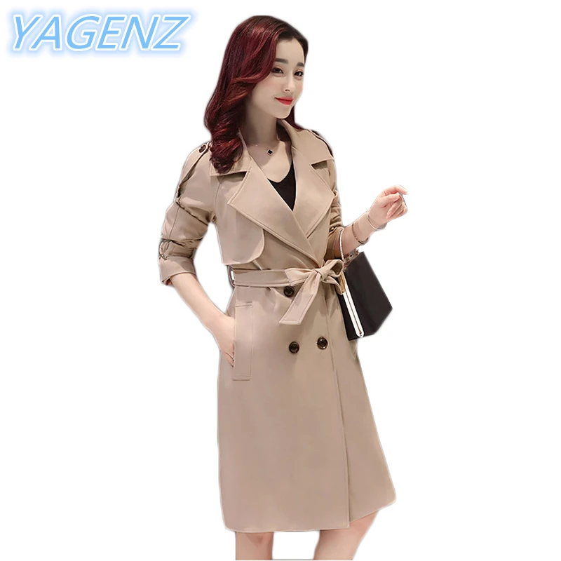 Женские двубортные ветровки 2020 весенне осенний модный длинный Тренч Женское