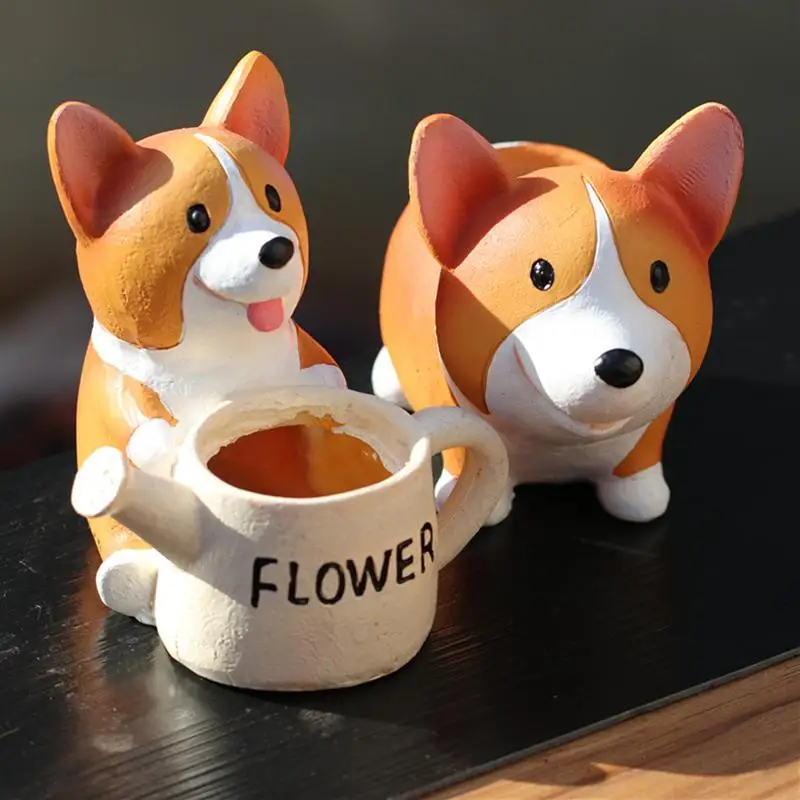 Милая собака лейки в форме Горшок Смолы сочные плантатор декоративный цветочный