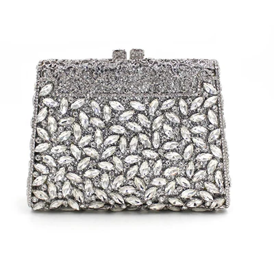 Silver Вечерние клатчи фиолетового цвета с кристаллами, женские клатчи, роскошные стразы, женские вечерние сумочки, модные женские сумочки для банкета - Цвет: Silver