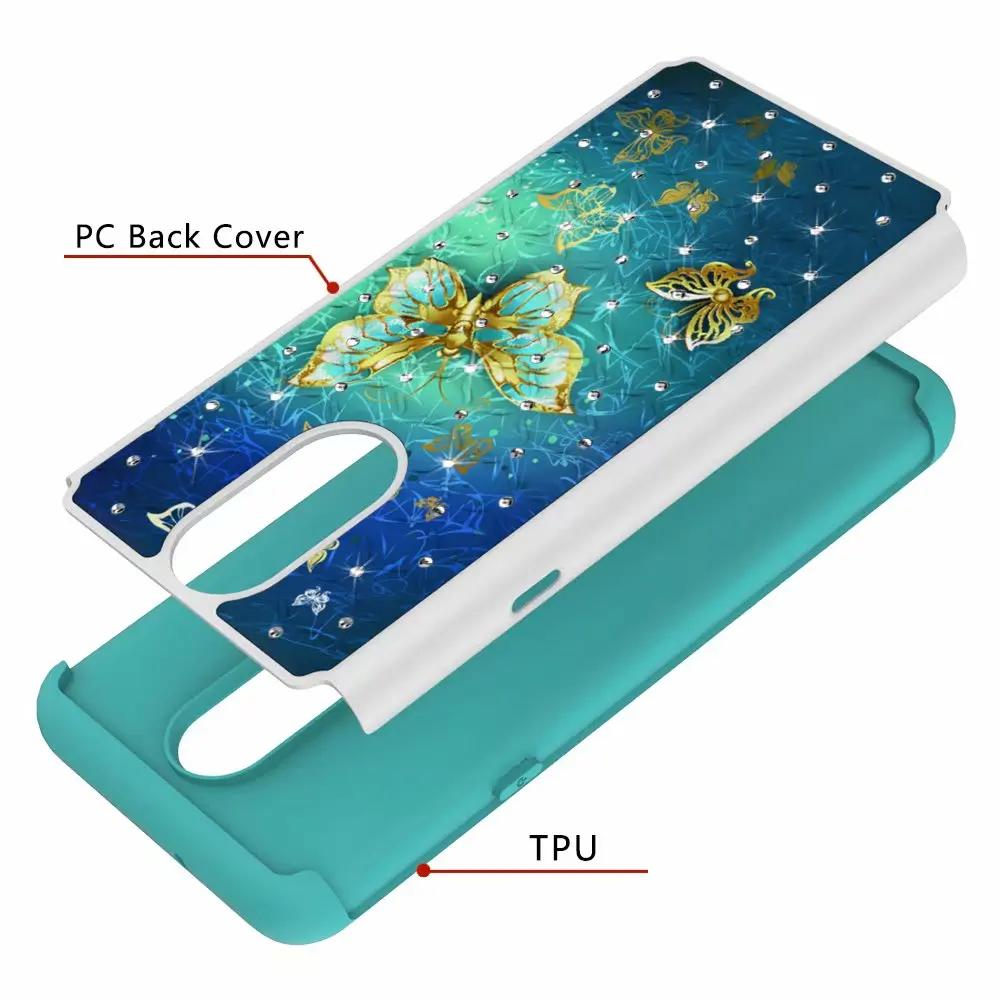 Luxury 2-in-1 Diamond Cover for LG Aristo 2 Plus Tribute Dynasty K8 2018 Hybrid Heavy Duty Armor Bling Glitter Phone Cases |