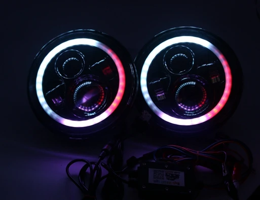 Marloo " светодиодный фары RGB Halo Angel Eye с Bluetooth пультом дистанционного управления для Jeep Wrangler JK LJ CJ Sahara Sport Rubicon Hummer