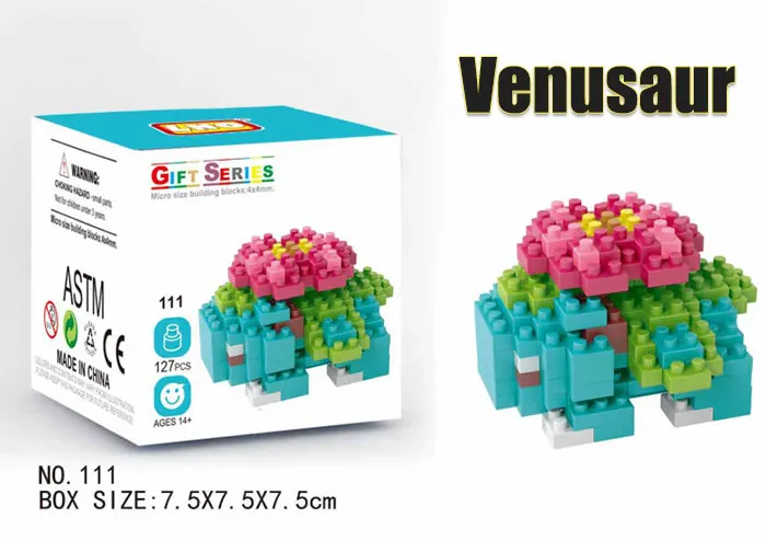 Venusaur Карманы Монстры блок Poke Mon строительный стек мальчик фигурка кирпичная игрушка Minecrafted малыш ребенок пикачус чармандерс Psyducks Cubones - Цвет: Venusaur