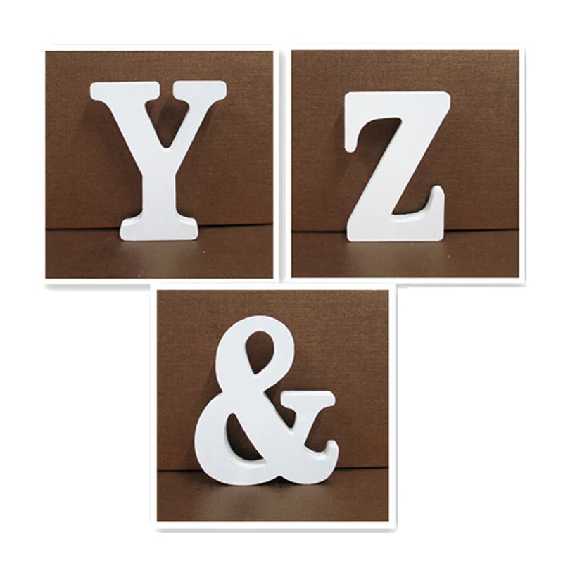 

1pcs White Wooden Letter English Alphabet DIY 15cm Personalised Name Design Art Craft FreeStanding Heart Wedding Home Decoration