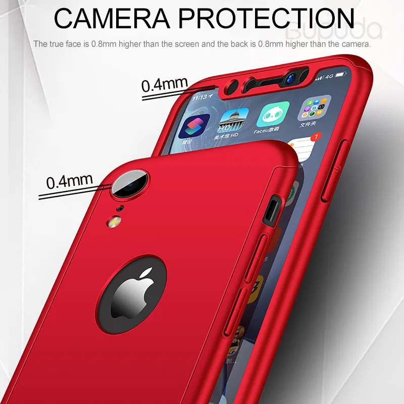 360 Полный Чехол для iPhone X XS XR XS MAX защитный чехол для iPhone5 5S SE 6 6s 7 8 Plus чехол для телефона со стеклом