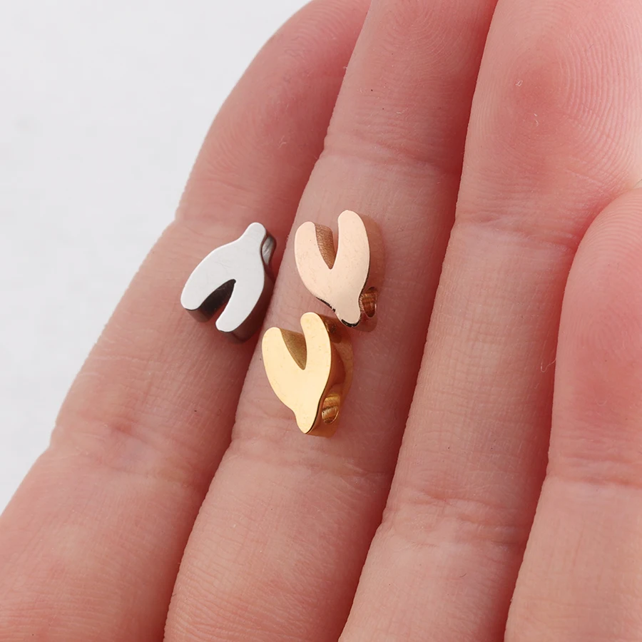 Fnixtar зеркальная полированная нержавеющая сталь Lucky Wish Bone Charms бусы DIY Изготовление