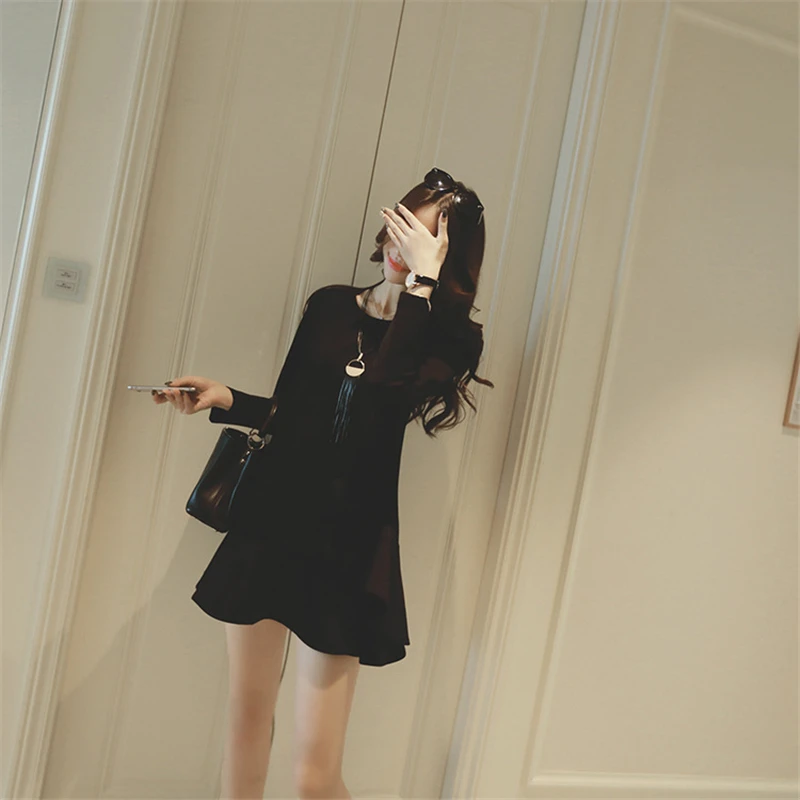 Одежда для беременных весной и осенью о-образным вырезом хлопок с длинным