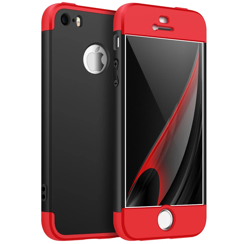 Чехол для iphone 5 5S SE 3 в 1 360 полная защита ультратонкая жесткая задняя крышка из