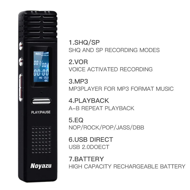 NOYAZU оригинальный X1 Цифровой Аудио Голос Регистраторы долгое время Запись 8 г