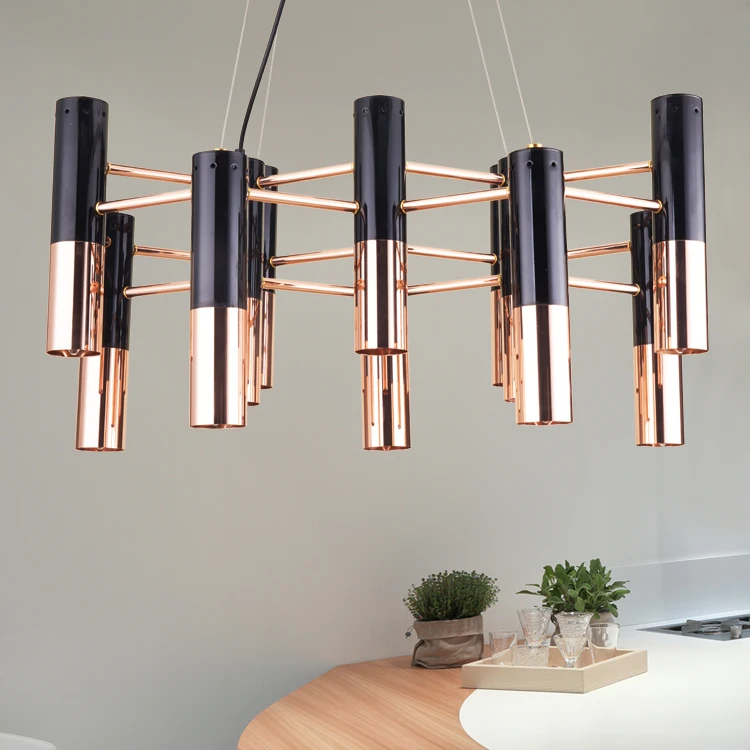Скандинавские постсовременные дизайнерские металлические трубы люстра кафе