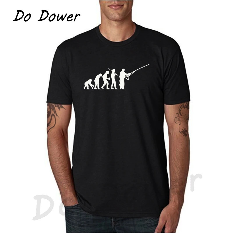 Высокое качество летние Эволюция Рыбалка Мужские футболки в стиле хип хоп для