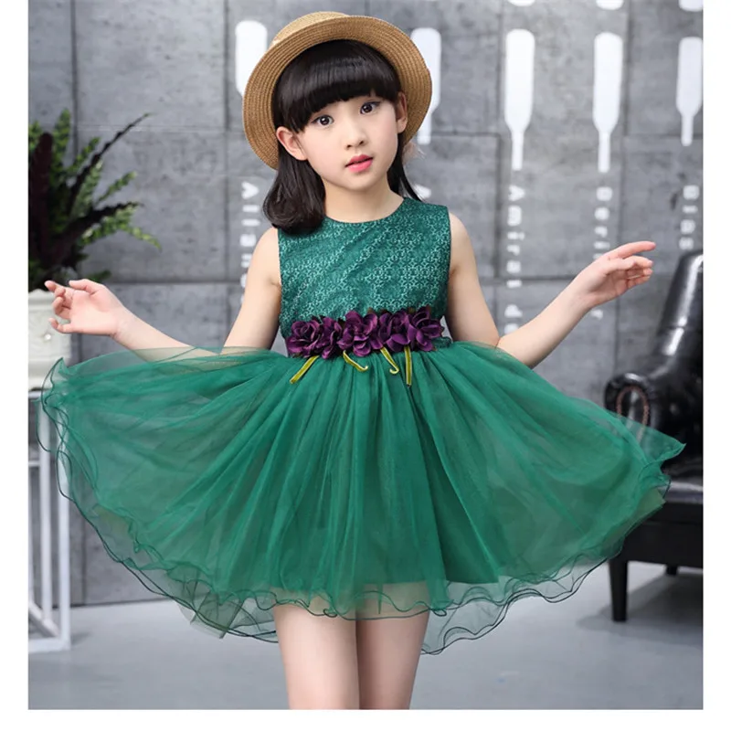 Gulugulumi 2017 Brand Summer Girls Flower Lace Dress Princess Lovely Sleeveless Mesh School Kid Clothes | Детская одежда и обувь