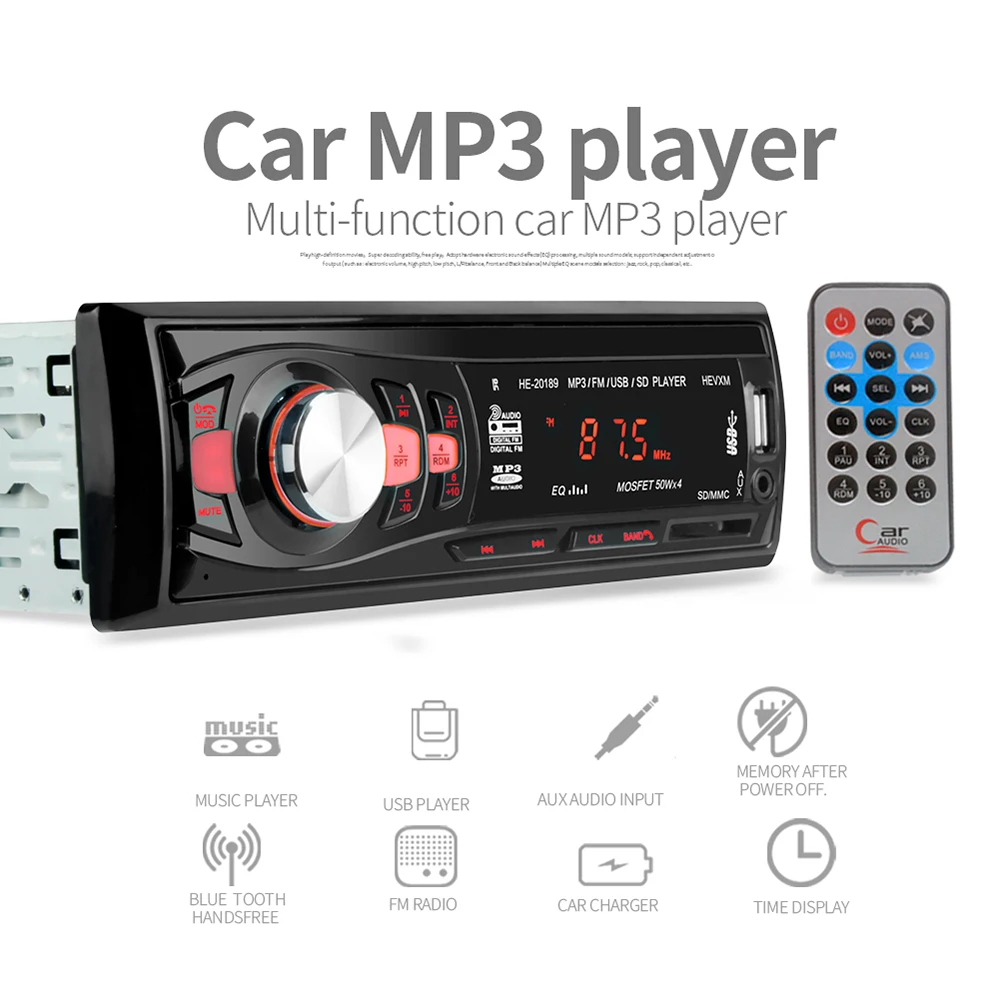 Многофункциональный автомобильный радиоприемник 12 В Автомобильный MP3-плеер WMA