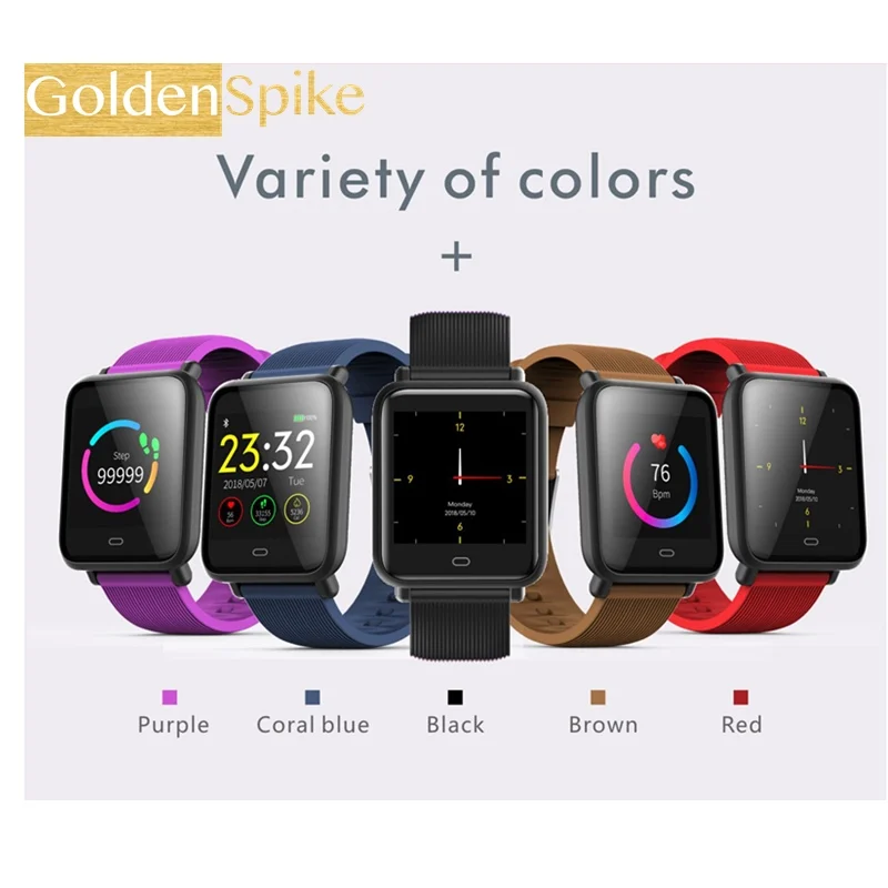 GOLDENSPIKE Q9 умные часы IPX67 водонепроницаемые спортивные для Android IOS с монитором