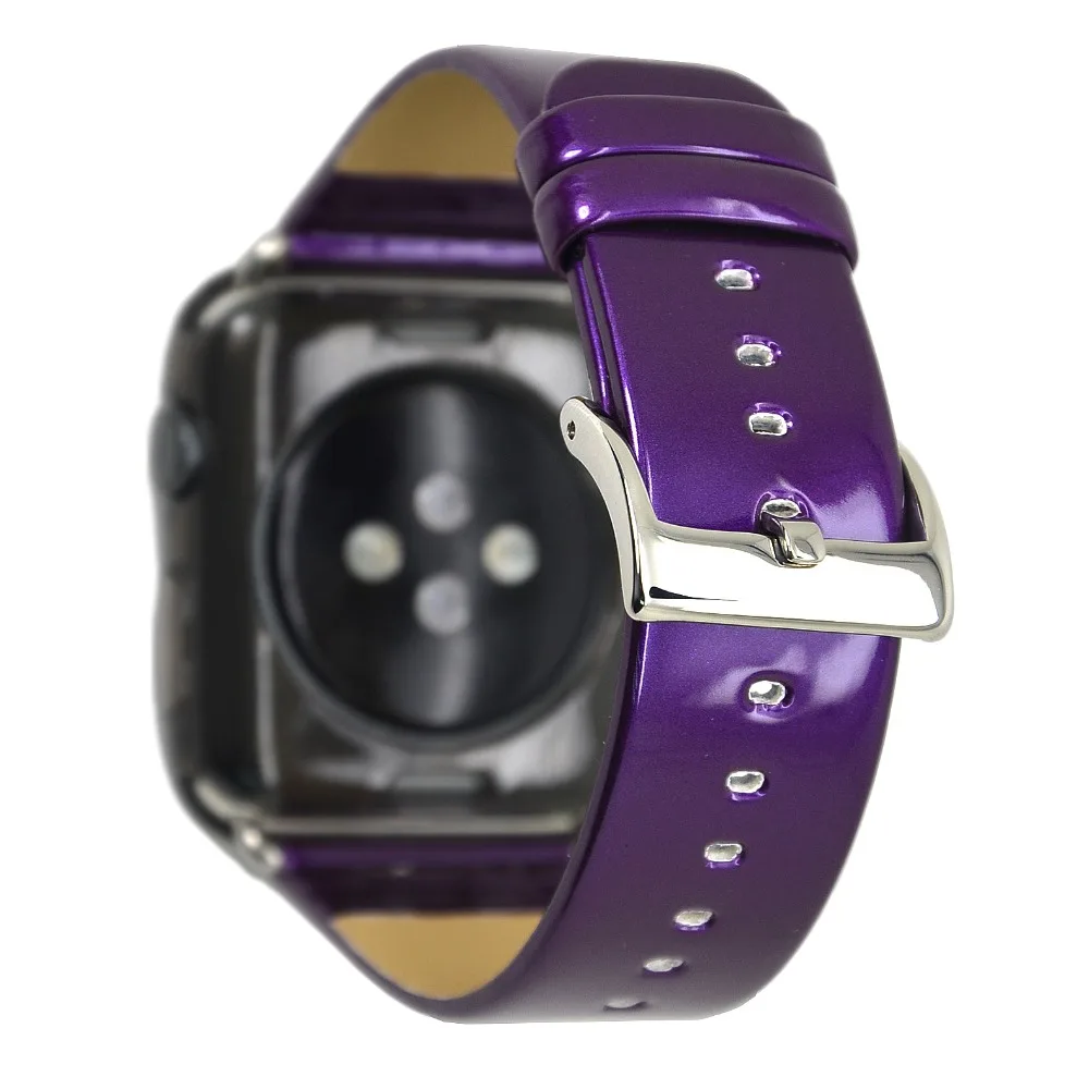 Лаковый кожаный ремешок для Apple Watch, кожаный ремешок 38 мм, 42 мм, 44 мм, браслет, кожаные ремешки для iWatch 4, 3, 2, 1, ремешки, Wathband