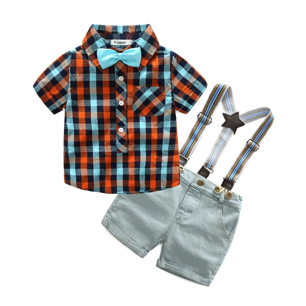 ACE LOVE/Новый Повседневный стиль комплект джентльмена с бантом клетчатая рубашка +