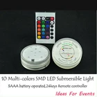 Водонепроницаемый погружной разноцветный RGB-светодиод под светильник ЗУ, осветительная база с пультом дистанционного управления, 16 цветов, красивые праздвечерние чные лампы, 20 шт.лот