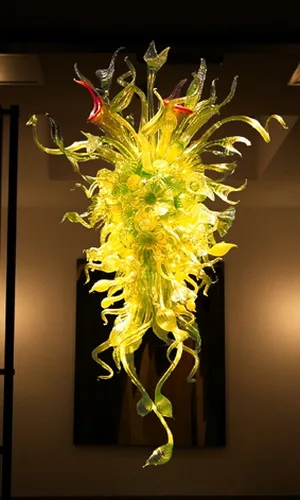 

Hand Blown Glass Long Lighting Colorful Chandelier Free Shipping