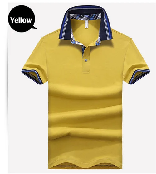 yellow UNCO и BOROR Новые бренды мужские однотонные цвет брендовая рубашка-поло короткий рукав дышащий Camisas мужские Поло рубашка плюс размеры 3XL, 4XL, 5XL - Цвет: yellow