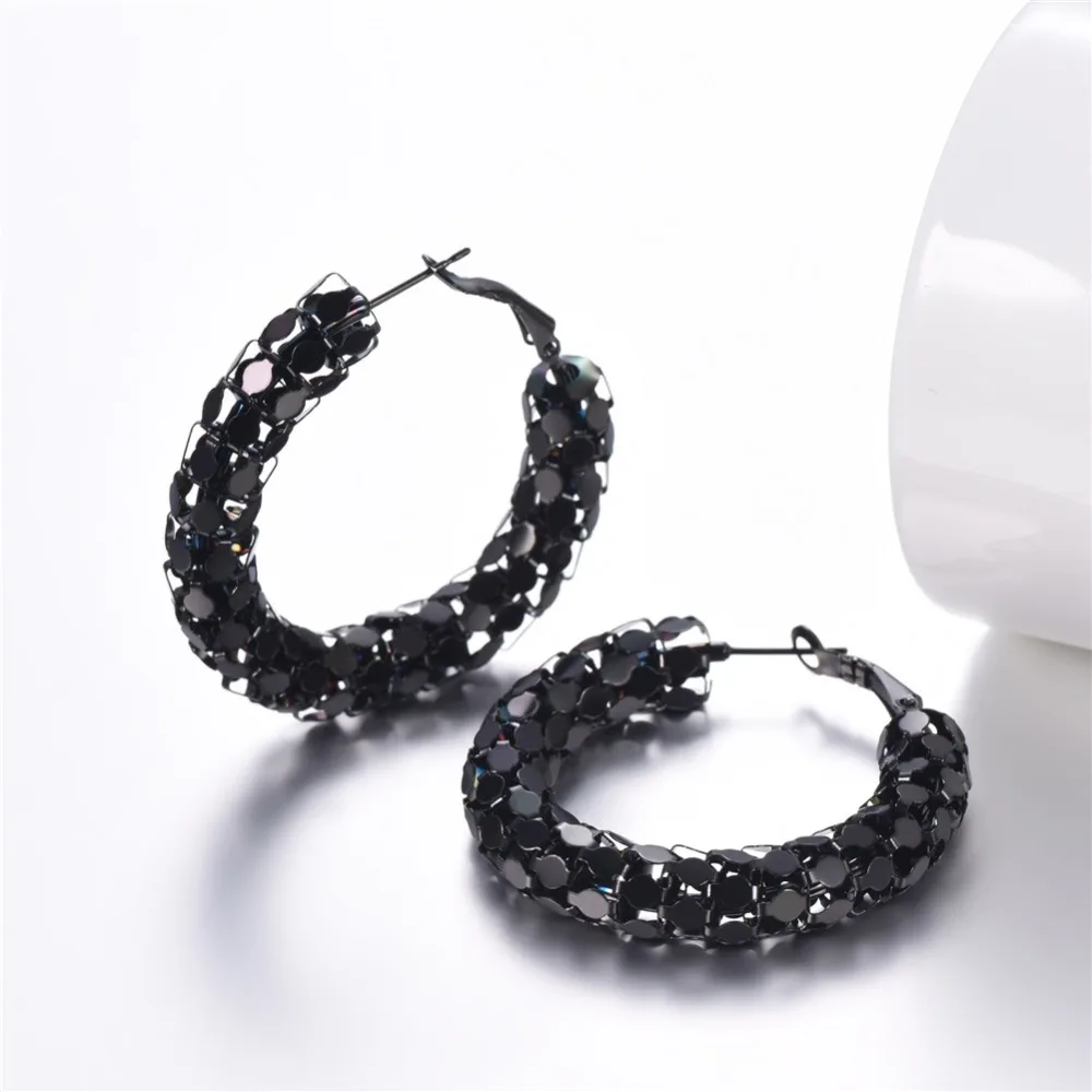 U7 Simple Earrings Round Circle 25mm / 40mm Three Color Trendy Design New Hoop Female Earring Jewelry Party Gift For Women E1014